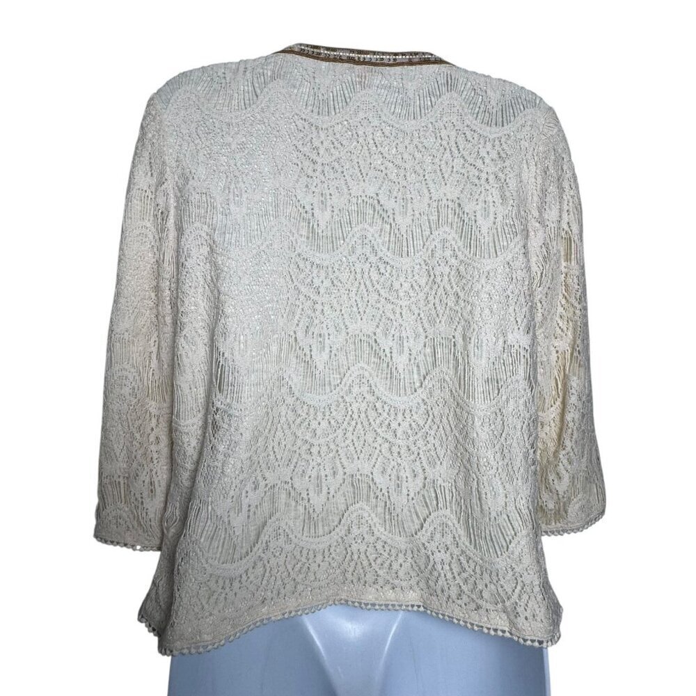 Calypso St. Barth Beaded Tasseled Lace Hook Eye Cardigan Size Small Cotton Blend - Picture 5 of 10